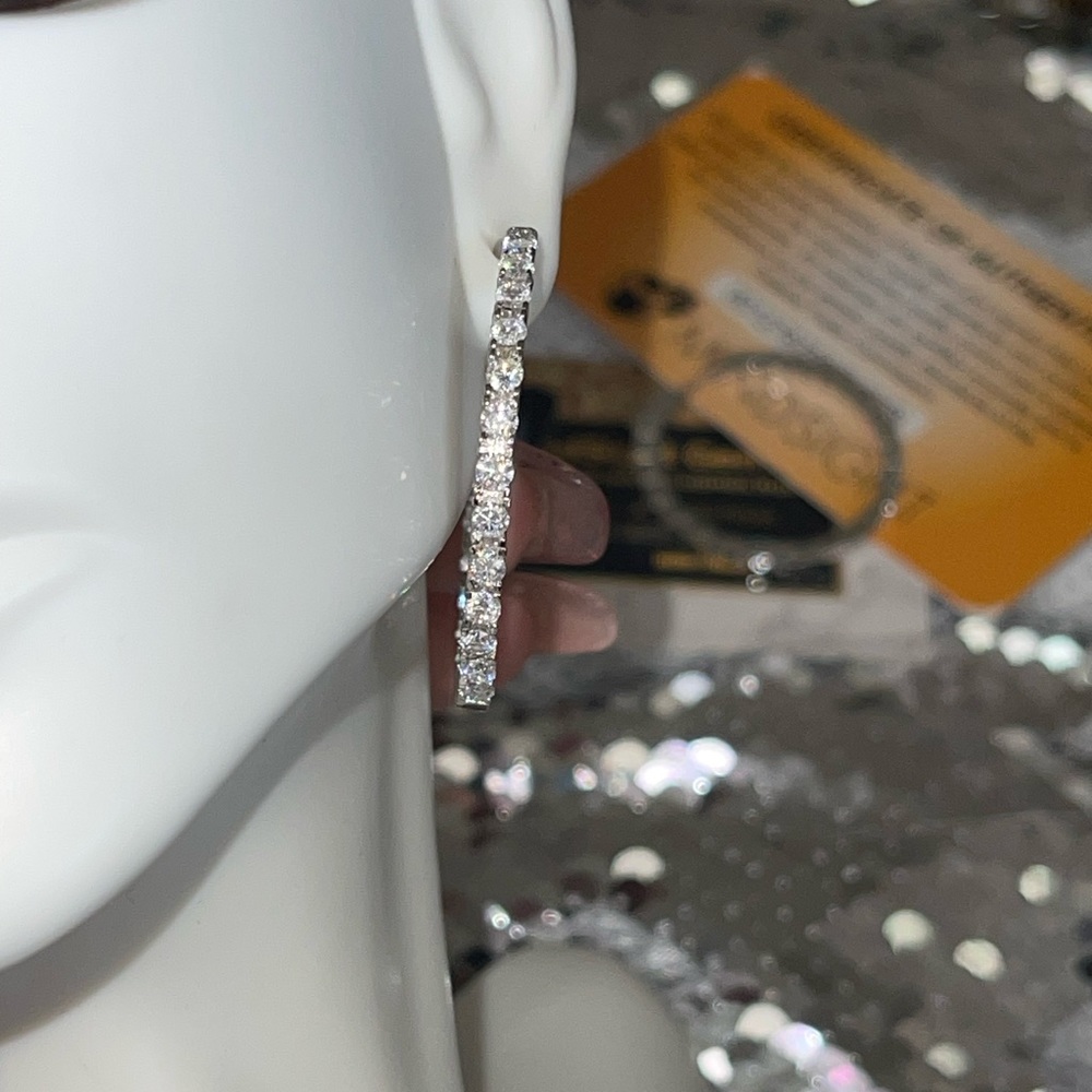 VVS GRA certified moissanite diamond gold vermeil hoops 100% passes diamond test - Picture 5 of 8